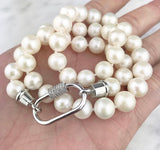 Knotted Freshwater Pearl With Screw Clasp- 19 inches- 9-10mm AAA Pearls