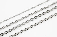 Stainless Steel Flat Oval Chain - Yard or Full Spool - High Quality Polished Stainless Steel - Hypoallergenic