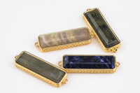 Gemstone Rectangle Bar Gold Plated 10*34mm 1 piece