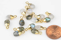 Drops Small Petite Cute Drops Briolette Teardrop Charms / Pendants ~6x13mm - Labradorite And Moonstone