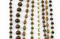 WHOLESALE Wood Rosary Chain GOLD 3-4mm Wood Rosary Chain...wire Open wrapped Sold Brass- 5 yards per order-15 Feet