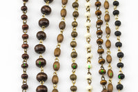 WHOLESALE Wood Rosary Chain GOLD 3-4mm Wood Rosary Chain...wire Open wrapped Sold Brass- 5 yards per order-15 Feet