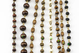 WHOLESALE Wood Rosary Chain GOLD 3-4mm Wood Rosary Chain...wire Open wrapped Sold Brass- 5 yards per order-15 Feet