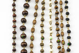 WHOLESALE Wood Rosary Chain GOLD 3-4mm Wood Rosary Chain...wire Open wrapped Sold Brass- 5 yards per order-15 Feet
