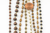 WHOLESALE Wood Rosary Chain GOLD 3-4mm Wood Rosary Chain...wire Open wrapped Sold Brass- 5 yards per order-15 Feet