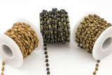 WHOLESALE Wood Rosary Chain GOLD 3-4mm Wood Rosary Chain...wire Open wrapped Sold Brass- 5 yards per order-15 Feet