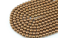 Copper HEMATITE Beads. Round Smooth. 2mm, 3mm,4mm, 6mm, 8mm,10mm or 12mm. Full Strand 16". AAA Quality