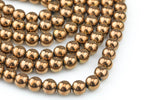 Copper HEMATITE Beads. Round Smooth. 2mm, 3mm,4mm, 6mm, 8mm,10mm or 12mm. Full Strand 16". AAA Quality