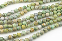 Natural Green Spring Fire Agate, High Quality in Round, 6mm, 8mm, 10mm, 12mm- Full 16 inch strand AAA Quality Smooth Gemstone Beads