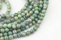 Natural Green Teal Spring Fire Agate, High Quality in Round, 6mm, 8mm, 10mm, 12mm- Full 16 inch strand Smooth Gemstone Beads