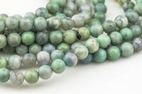 Natural Green Teal Spring Fire Agate, High Quality in Round, 6mm, 8mm, 10mm, 12mm- Full 16 inch strand Smooth Gemstone Beads