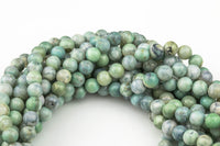 Natural Green Teal Spring Fire Agate, High Quality in Round, 6mm, 8mm, 10mm, 12mm- Full 16 inch strand Smooth Gemstone Beads