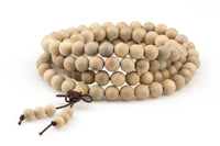 8mm Buddhist 108 Green Sandalwood Beads Prayer Wrist Meditation Mala on Strong Elastic- Can be Worn As a Necklace or Bracelet-35 inches Long