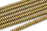 Mat-Finished gold Plated HEMATITE Beads. Flat Roundel. 4mm, 6mm, or 8mm. Full Strand 16".