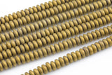 Mat-Finished gold Plated HEMATITE Beads. Flat Roundel. 4mm, 6mm, or 8mm. Full Strand 16".