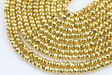 THICK GOLD COATED Hematite Faceted Roundel -3mm- Very High quality gold plating / coating