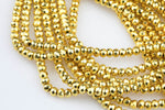 THICK GOLD COATED Hematite Faceted Roundel -3mm- Very High quality gold plating / coating