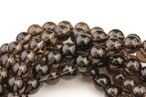 Natural Smokey Quartz beads, Round, Full Strand, 4mm, 6mm, 10mm, or 12mm beads Smooth