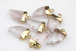 Natural Quartz Pendant with Electroplated Gold Cap- Horn, Teeth, Tooth