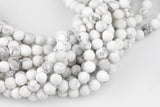 Natural White Howlite Beads Matte White Howlite 4mm 6mm 8mm 10mm 12mm - Wholesale Bulk Pricing- Full 15.5 Inch AAA Quality AAA Quality