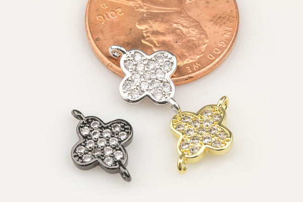 Quatre Foil Flower Connector- Gold and Gunmetal- 8mm- 2 pieces per order