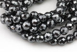 NATURAL Gray Hematite Faceted Round Grade AAA 3mm, 4mm, 6mm, 8mm, 10mm- Full 15.5 Inch Strand