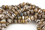 Dzi Beads Dark Brown Single Band Faceted Round Beads. A Quality Full Strand 4mm, or 6mm.