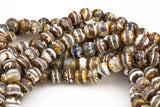 Dzi Beads Dark Brown Single Band Faceted Round Beads. A Quality Full Strand 4mm, or 6mm.