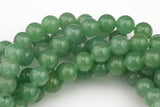 Natural Green Aventurine Adventrine, High Quality in Round, 4mm, 6mm, 10mm, 12mm- Full 15.5 Inch Strand- Smooth Gemstone Beads