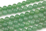 Natural Green Aventurine Adventrine, High Quality in Round, 4mm, 6mm, 10mm, 12mm- Full 15.5 Inch Strand- Smooth Gemstone Beads