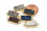 Rectangular Druzy Connector- 10x12mm