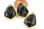 Oblong Shaped Druzy Charm Pendant or Connector - 18x31mm- Black