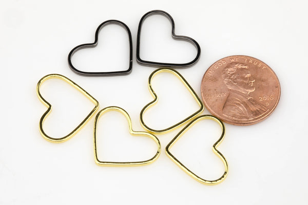 Heart Gold Plated and Gunmetal Plated -High Quality-Perfect for Earrings- Nice and Light- 6 pieces 15mm and 20mm