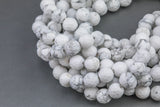 Natural Wholesale Faceted White Howlite Beads Jasper Faceted Round 4mm 6mm 8mm 10mm 12mm - Full 15.5 Inch Strand Gemstone Beads