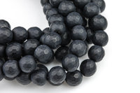 A Grade Matte Black Onyx Beads, High Quality in Faceted Round, Full Strand, 4mm 6mm 8mm 12mm or 14mm Beads- Full 15.5" Gemstone Beads