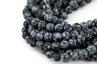 Natural Matte Snowflake Obsidian Grade AAA Round-4mm, 6mm, 8mm, 10mm, 12mm- Full 15.5 Inch Strand AAA Quality Gemstone Beads