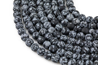 Natural Matte Snowflake Obsidian Grade AAA Round-4mm, 6mm, 8mm, 10mm, 12mm- Full 15.5 Inch Strand AAA Quality Gemstone Beads