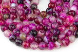 Fusia Banded Agate, High Quality in Faceted Round, 8-10mm