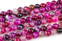 Fusia Banded Agate, High Quality in Faceted Round, 8-10mm