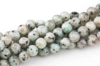 Natural Sky Mountain Blue Kiwi Jasper, High Quality in Faceted Round- 4mm, 6mm, 8mm, 10mm, 12mm, 14mm- Full Strand 16 inches Gemstone Beads