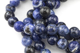 Natural Sodalite Beads AAA Quality, High Quality in Round- 4mm, 6mm, 8mm, 10mm, 12mm- Full 15.5 Inch Strand- Smooth Gemstone Beads
