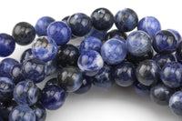 Natural Sodalite Beads AAA Quality, High Quality in Round- 4mm, 6mm, 8mm, 10mm, 12mm- Full 15.5 Inch Strand- Smooth Gemstone Beads
