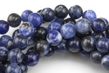 Natural Sodalite Beads AAA Quality, High Quality in Round- 4mm, 6mm, 8mm, 10mm, 12mm- Full 15.5 Inch Strand- Smooth Gemstone Beads