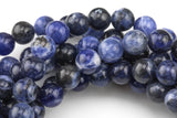 Natural Sodalite Beads AAA Quality, High Quality in Round- 4mm, 6mm, 8mm, 10mm, 12mm- Full 15.5 Inch Strand- Smooth Gemstone Beads