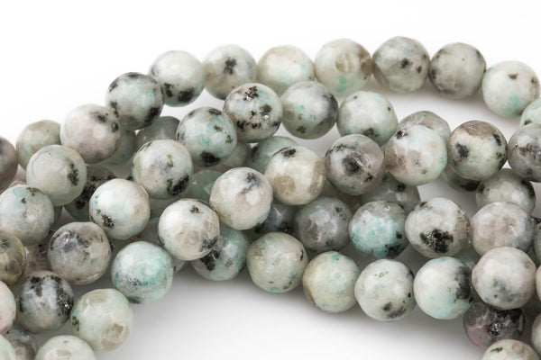 Natural Sky Mountain Blue Kiwi Jasper, High Quality in Faceted Round- 4mm, 6mm, 8mm, 10mm, 12mm, 14mm- Full Strand 16 inches Gemstone Beads