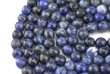 Natural Dark Blue Sodalite, High Quality in Faceted Round, -Full Strand 15.5 inch Strand, 4mm, 6mm, 8mm, 12mm, or 14mm Beads AAA Quality