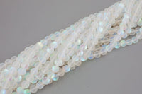 Gorgeous Rainbow Synthetic Moonstone / Mermaid Stone Mystic Aura Quartz Matte Round 6mm 8mm 10mm 12mm Full Strand 15.5" AAA Quality