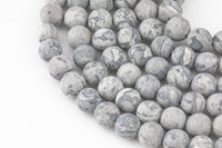 Natural Matte Gray Picasso Jasper Beads Grade AAA 6mm 8mm 10mm 12mm Loose Beads Full Strand 15.5-16" AAA Quality Gemstone Beads