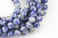 Natural Faceted Round Sodalite, High Quality in Round, 4mm, 6mm, 8mm, 10mm, 12mm- Full 15.5 Inch Strand AAA Quality Gemstone Beads