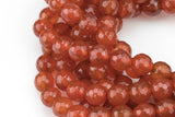 Natural Red Carnelian, High Quality in Faceted Round, 4mm, 6mm, 8mm, 10mm, 12mm- Full 15.5 Inch Strand Gemstone Beads